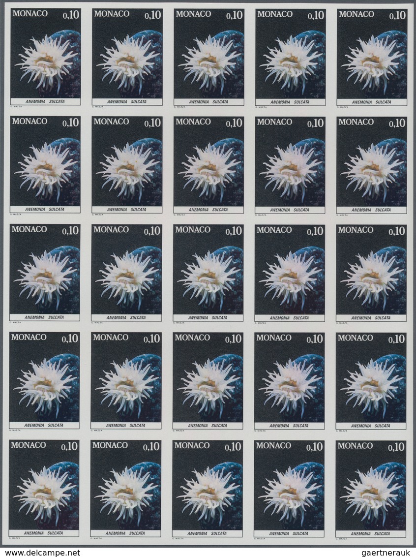 Monaco: 1980, definitive issue ‚Fauna of the Mediterranean Sea‘ complete set of 11 in IMPERFORATE bl