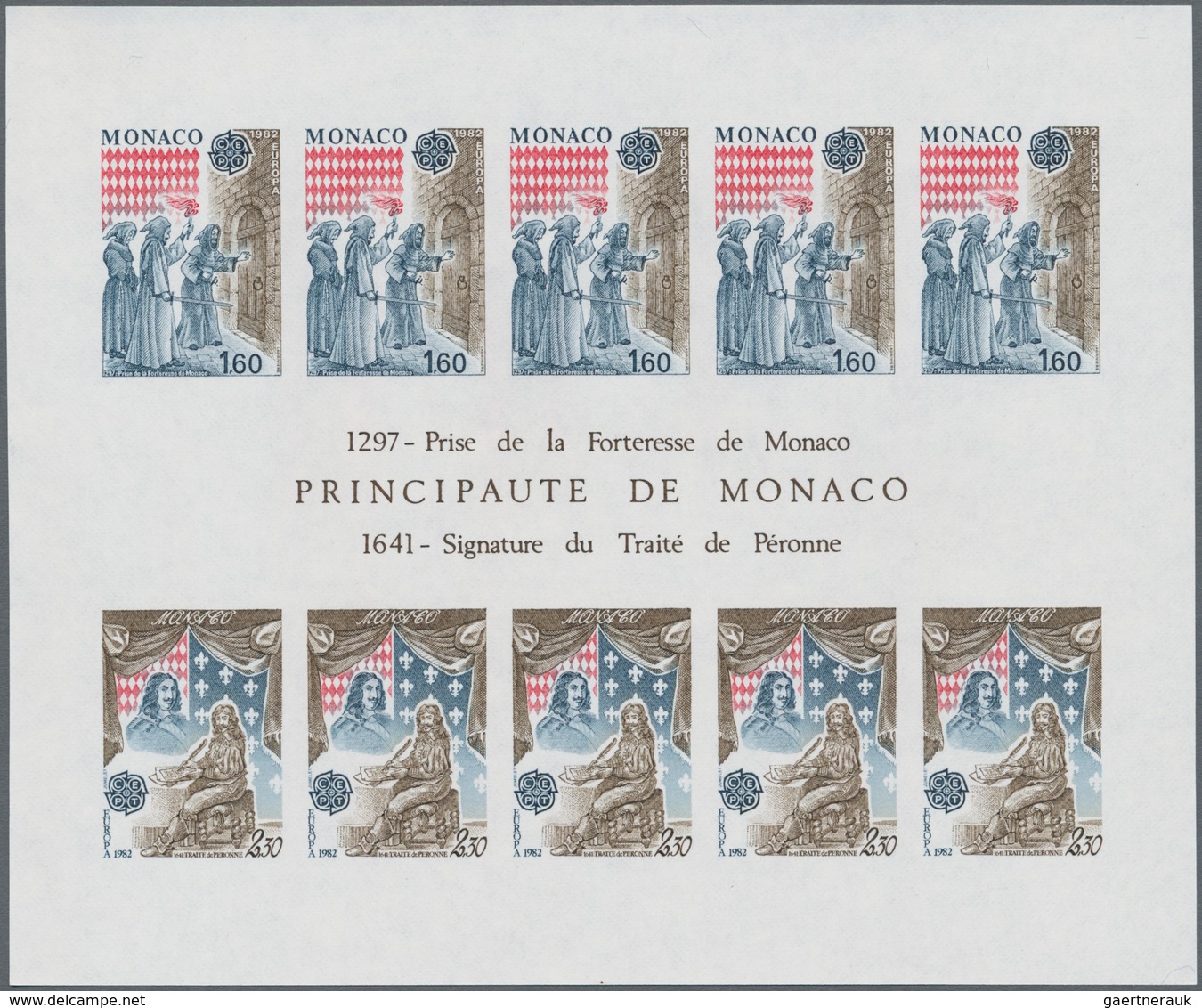 Monaco: 1982, Europa-CEPT ‚Historic Events‘ IMPERFORATE Miniature Sheet, Mint Never Hinged And Scarc - Ongebruikt