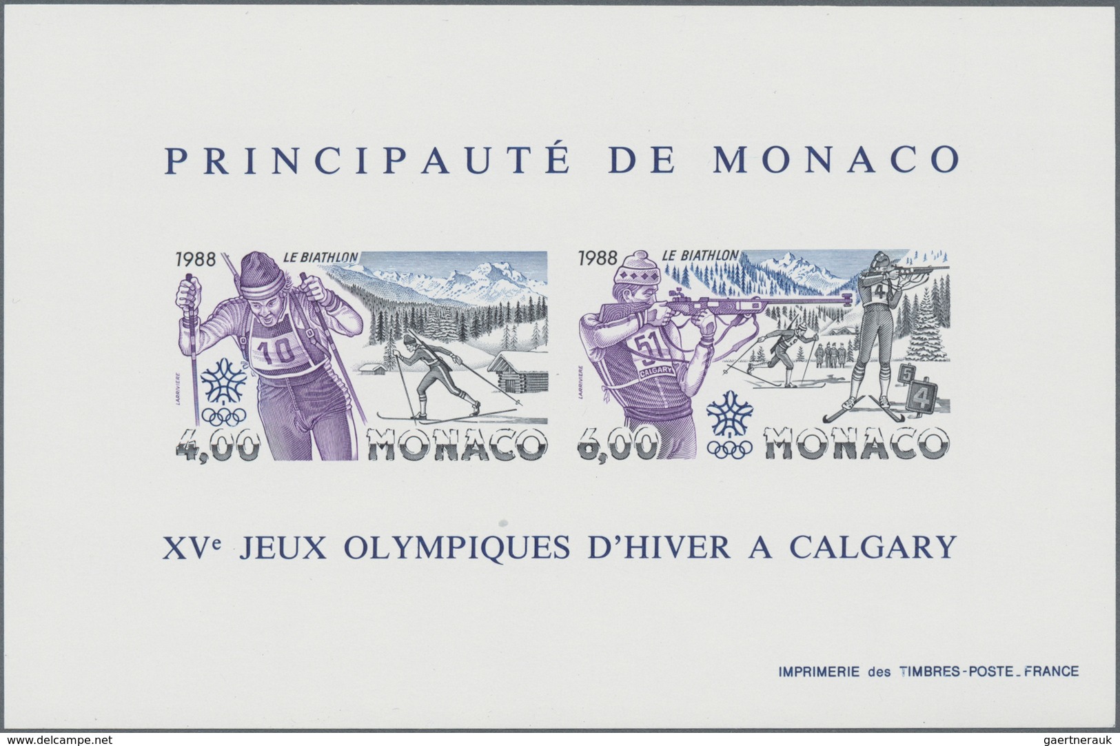 Monaco: 1988, Winter Olympics Calgary IMPERFORATE Miniature Sheet, Mint Never Hinged And Scarce, Unl - Unused Stamps