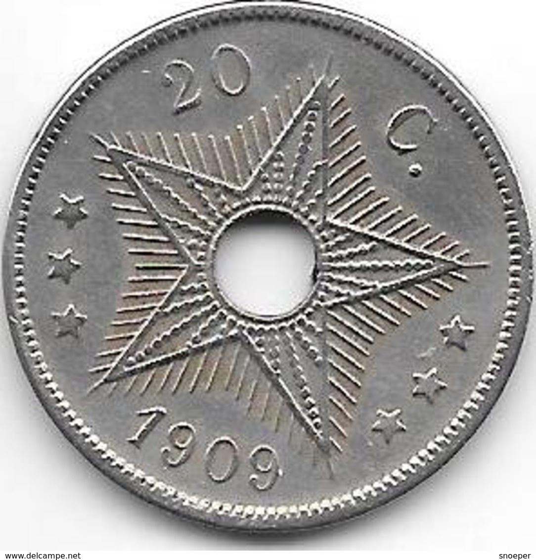 *belgian Congo 20 Centimes 1909  XF !!! - 1885-1909: Leopoldo II