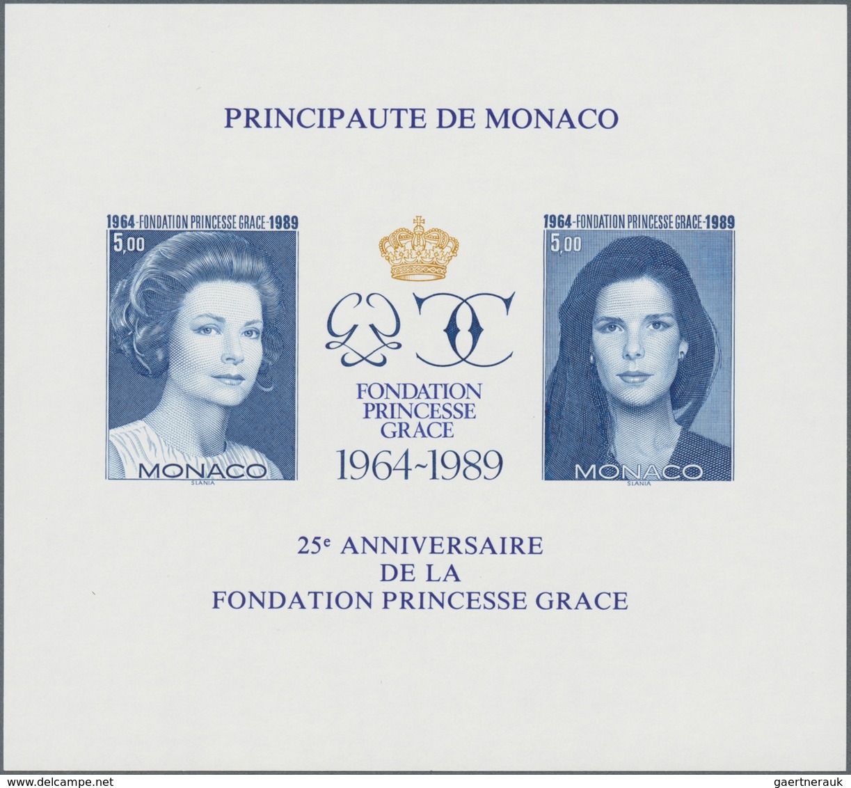 Monaco: 1989, 25 Years Of Princess-Gracia-Foundation IMPERFORATE Miniature Sheet, Mint Never Hinged - Unused Stamps