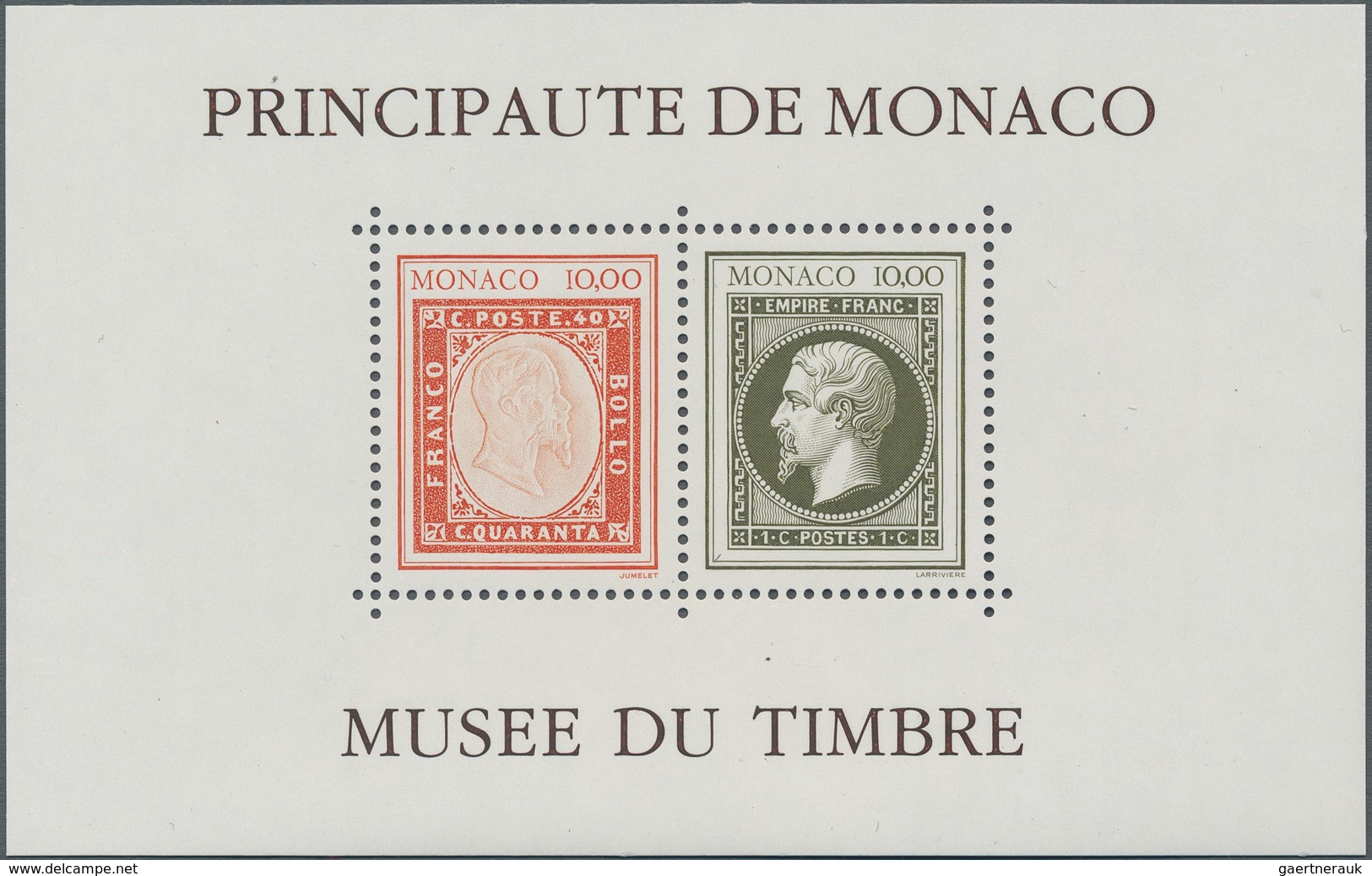 Monaco: 1992, Philatelic Museum, Souvenir Sheet Showing Variety "missing Postmark", Mint Never Hinge - Unused Stamps