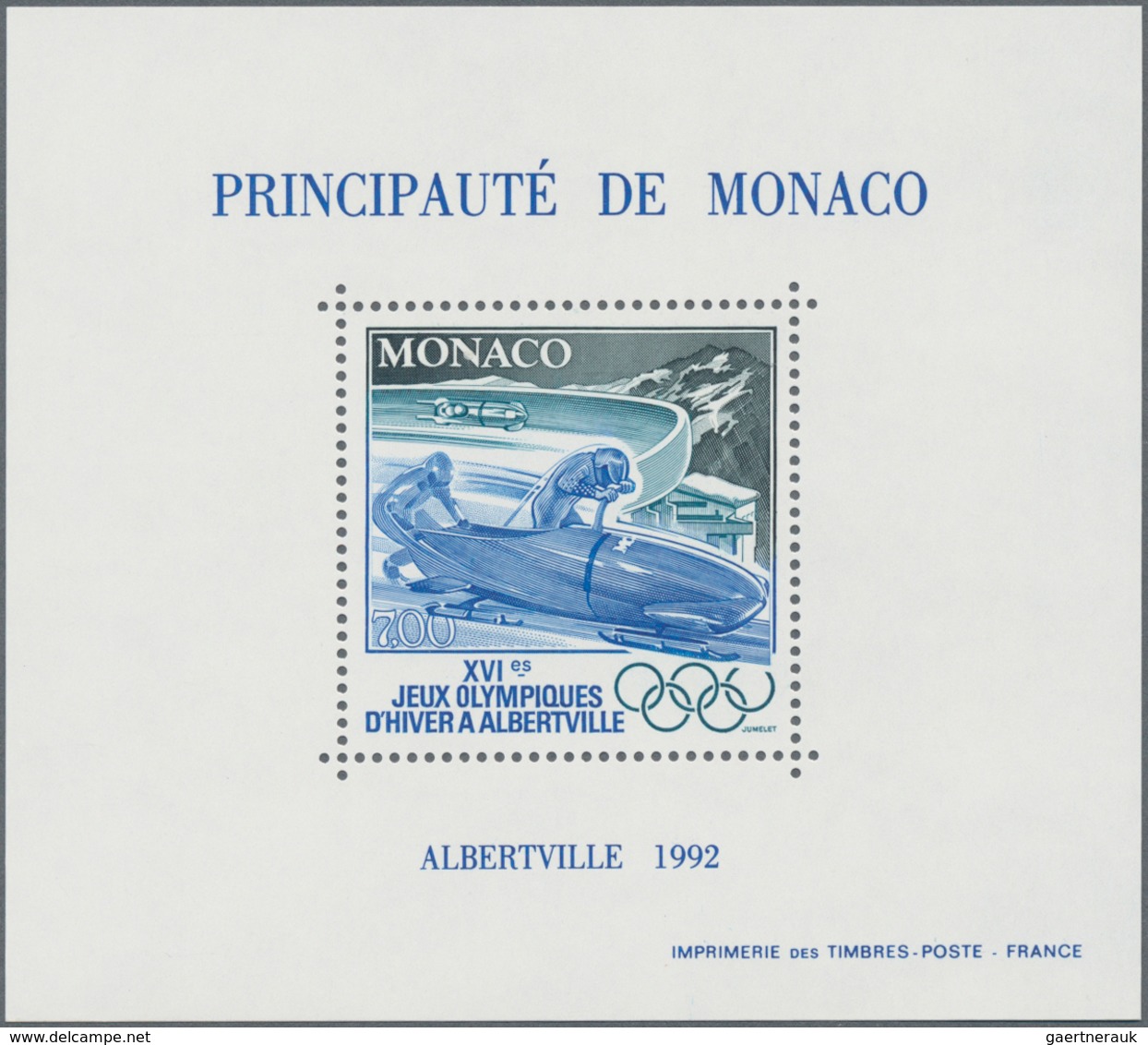 Monaco: 1992, Summer and Winter Olympics Barcelona and Albertville perforated and IMPERFORATE specia