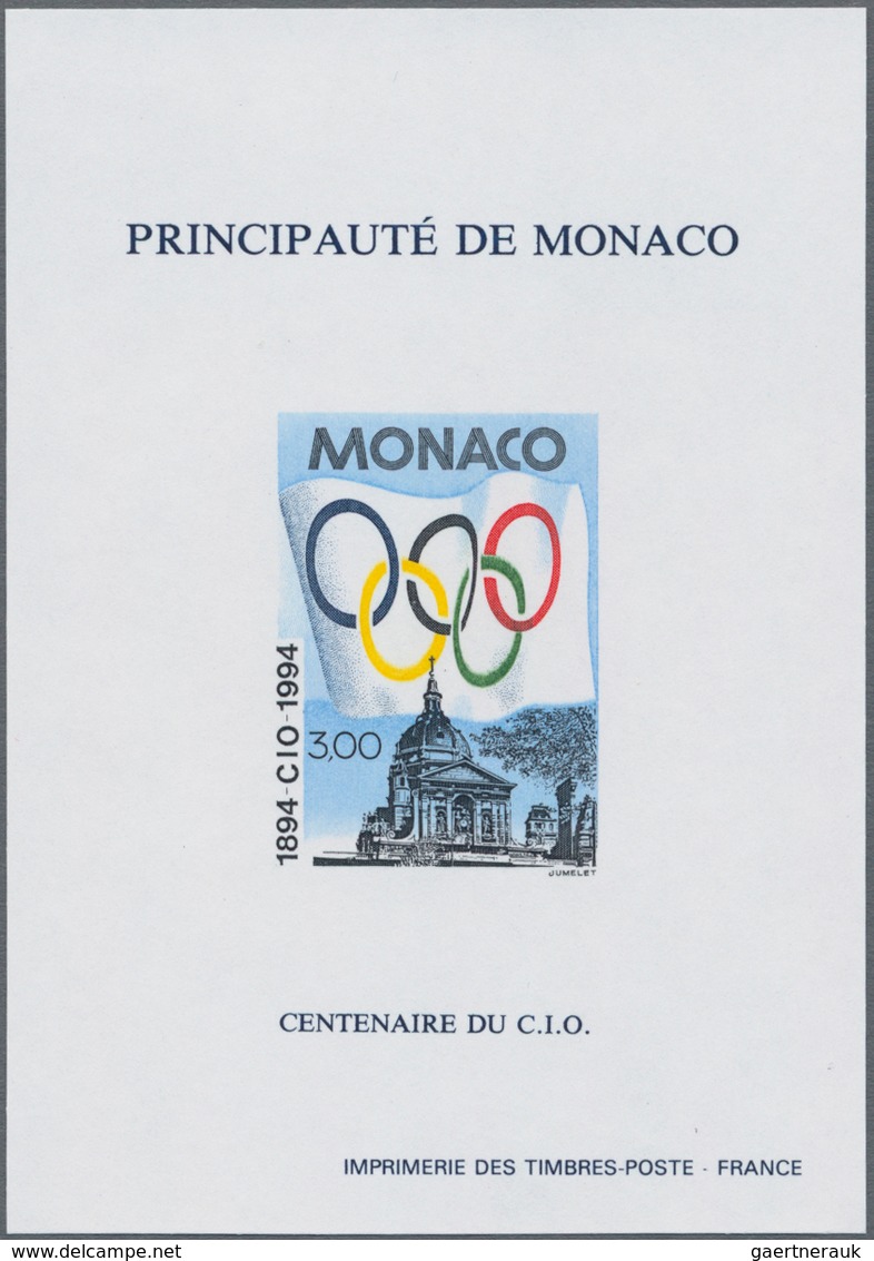 Monaco: 1994, 100 Years Olympic Committee (olympic Flag And Sorbonne University In Paris) Perforated - Ongebruikt