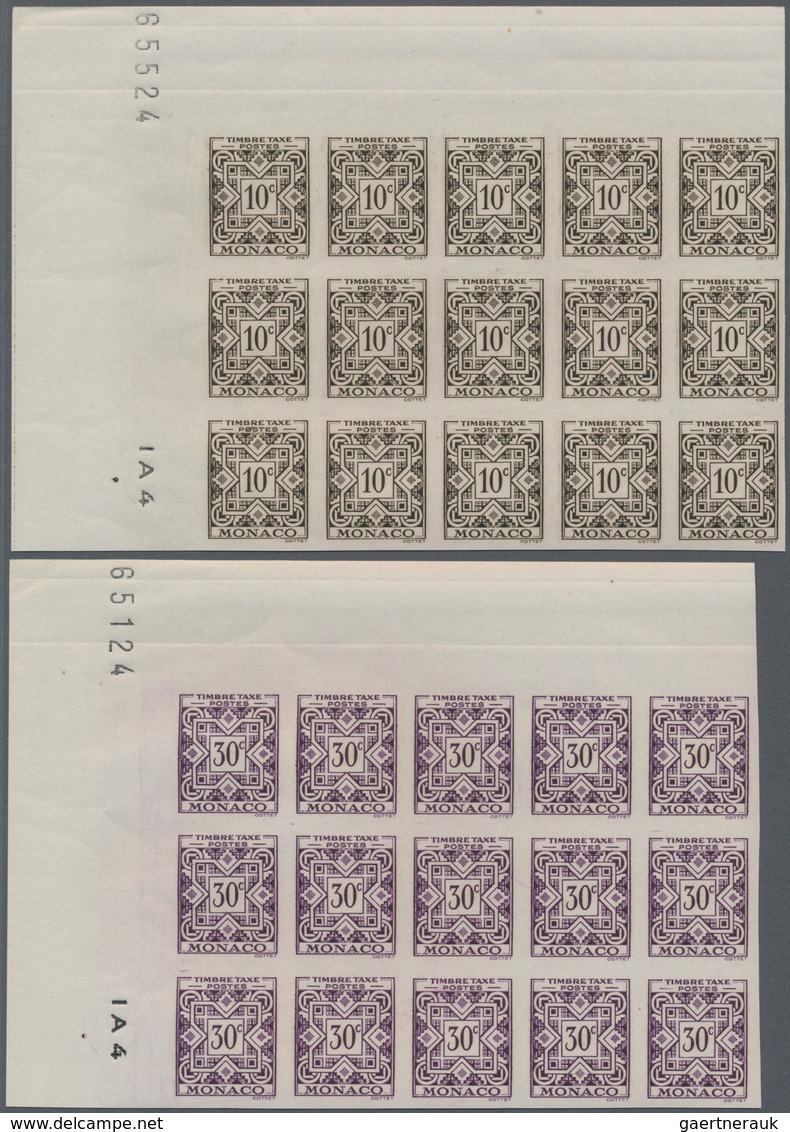 Monaco - Portomarken: 1946/1950, Postage Dues ‚ornaments‘ Complete Set Of 11 In IMPERFORATE Blocks O - Portomarken