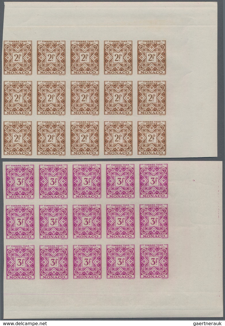 Monaco - Portomarken: 1946/1950, Postage Dues ‚ornaments‘ Complete Set Of 11 In IMPERFORATE Blocks O - Portomarken