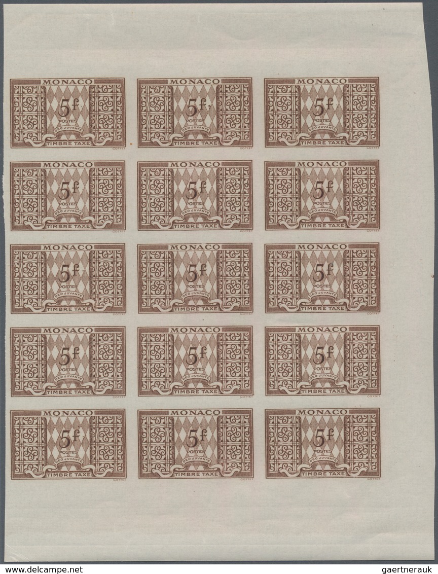 Monaco - Portomarken: 1946/1950, Postage Dues ‚ornaments‘ Complete Set Of 11 In IMPERFORATE Blocks O - Portomarken