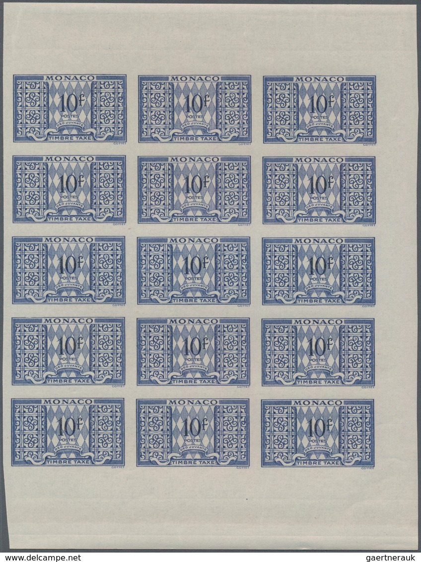 Monaco - Portomarken: 1946/1950, Postage dues ‚ornaments‘ complete set of 11 in IMPERFORATE blocks o