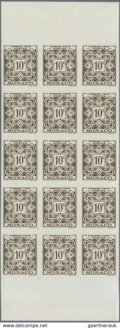 Monaco - Portomarken: 1946/1950, Postage Dues ‚ornaments‘ Complete Set Of 11 In IMPERFORATE Blocks O - Portomarken