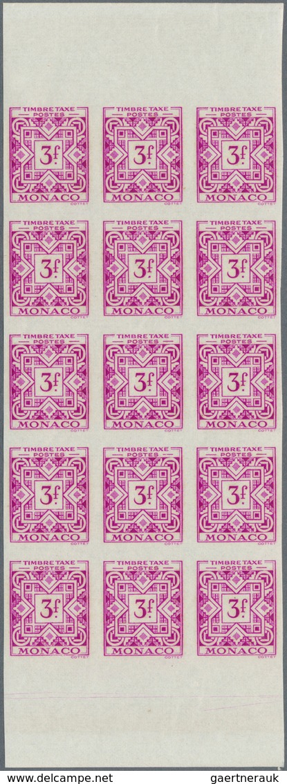 Monaco - Portomarken: 1946/1950, Postage dues ‚ornaments‘ complete set of 11 in IMPERFORATE blocks o