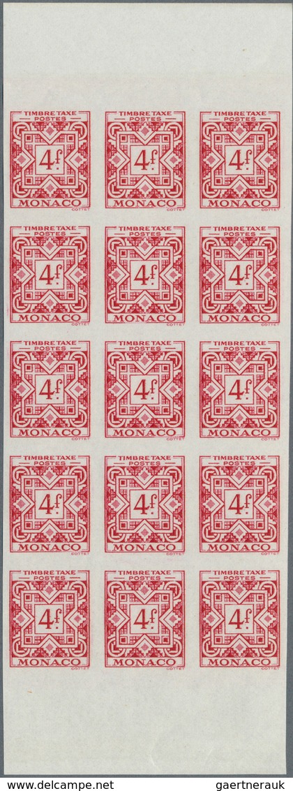 Monaco - Portomarken: 1946/1950, Postage dues ‚ornaments‘ complete set of 11 in IMPERFORATE blocks o