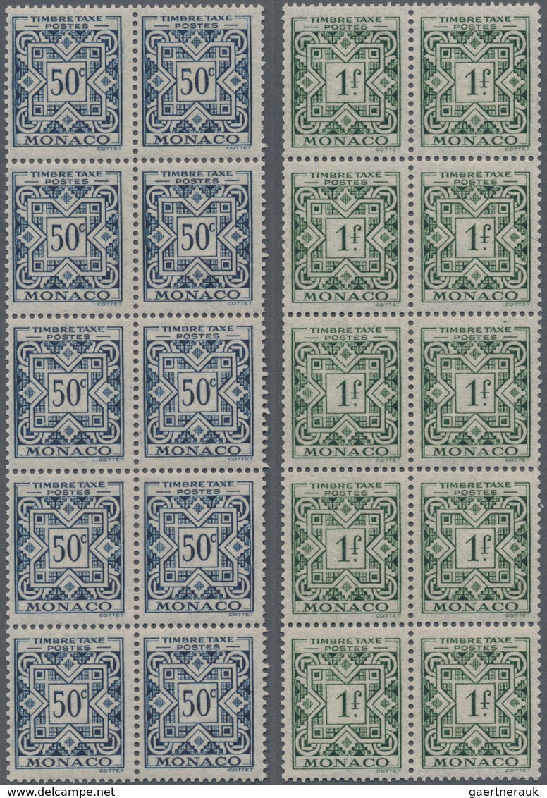 Monaco - Portomarken: 1946/1957, Postage Dues ‚ornaments‘ Complete Set Of 12 In Blocks Of Ten, MNH A - Postage Due