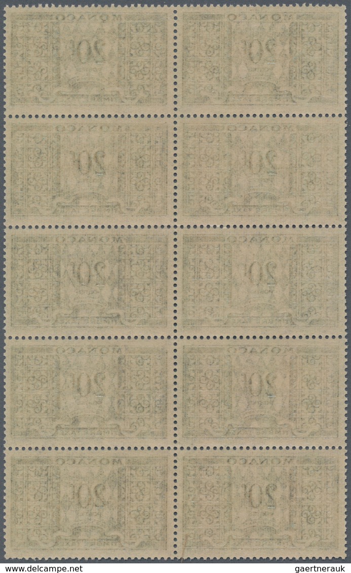 Monaco - Portomarken: 1946/1957, Postage Dues ‚ornaments‘ Complete Set Of 12 In Blocks Of Ten, MNH A - Postage Due