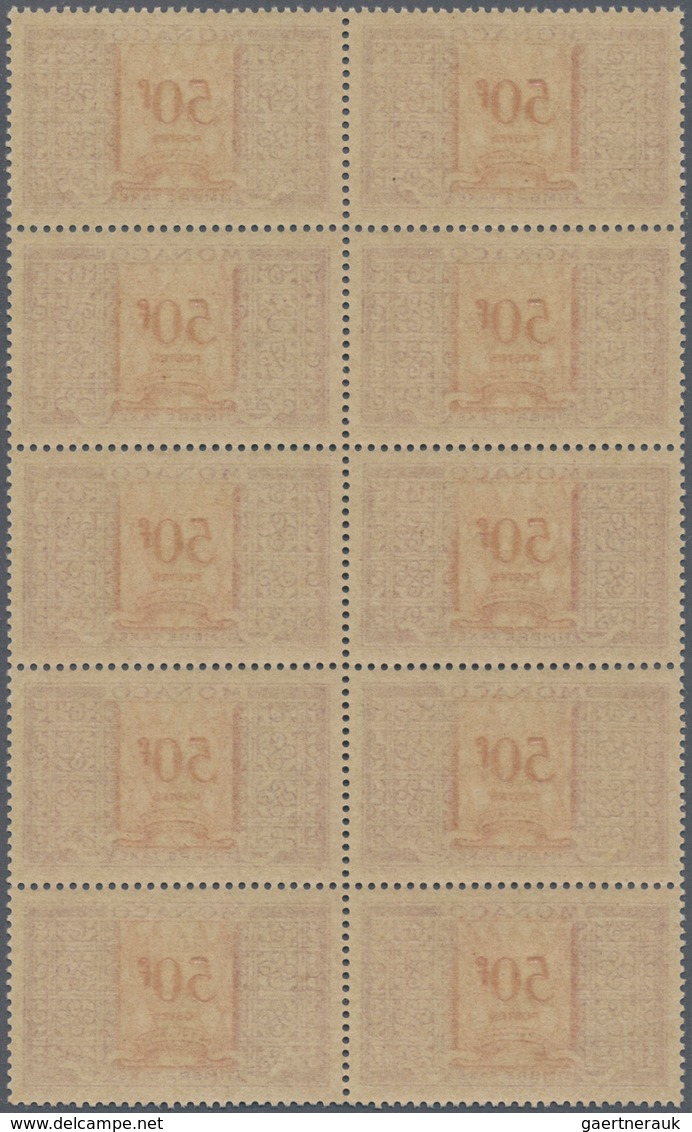 Monaco - Portomarken: 1946/1957, Postage dues ‚ornaments‘ complete set of 12 in blocks of ten, MNH a