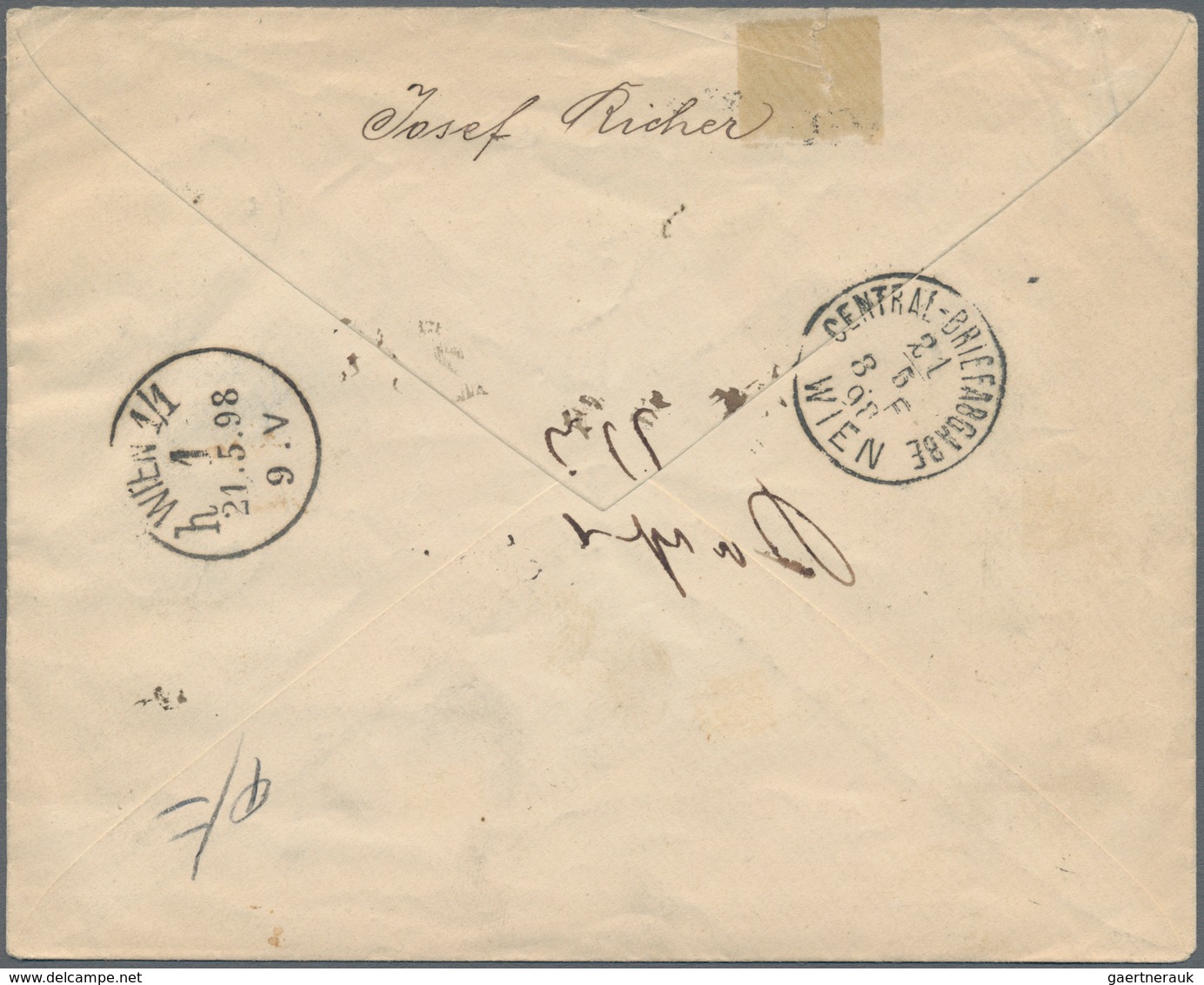 Montenegro: 1898 Printed Envelope Of The "Grand Hotel-Cetigne" Used Registered To Vienna, Franked By - Montenegro