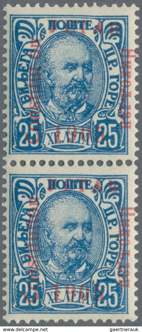 Montenegro: 1905, 1 H - 5 K 'constitution', 9 different values in vertical pairs, ovp type III (YCTA