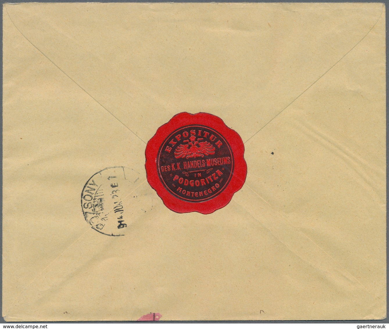 Montenegro - Ganzsachen: 1914, 25 P. Stationery Envelope With Additional 1 Para Block Of Four And 2 - Montenegro