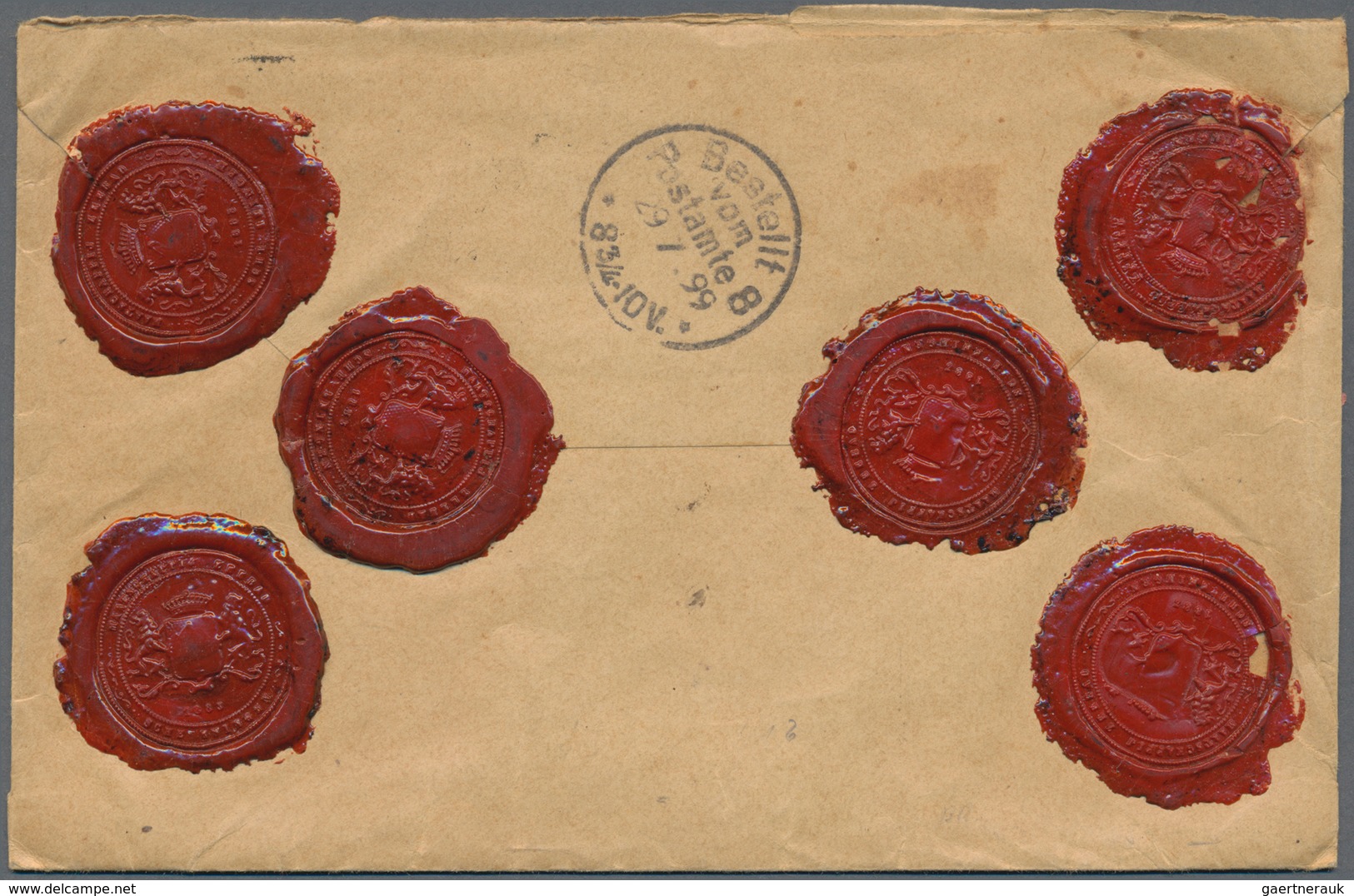 Niederlande: 1899, 22 1/2 C Blue-green And 50 C Green/brown Wilhelmina, Mixed Franking On Registered - Briefe U. Dokumente