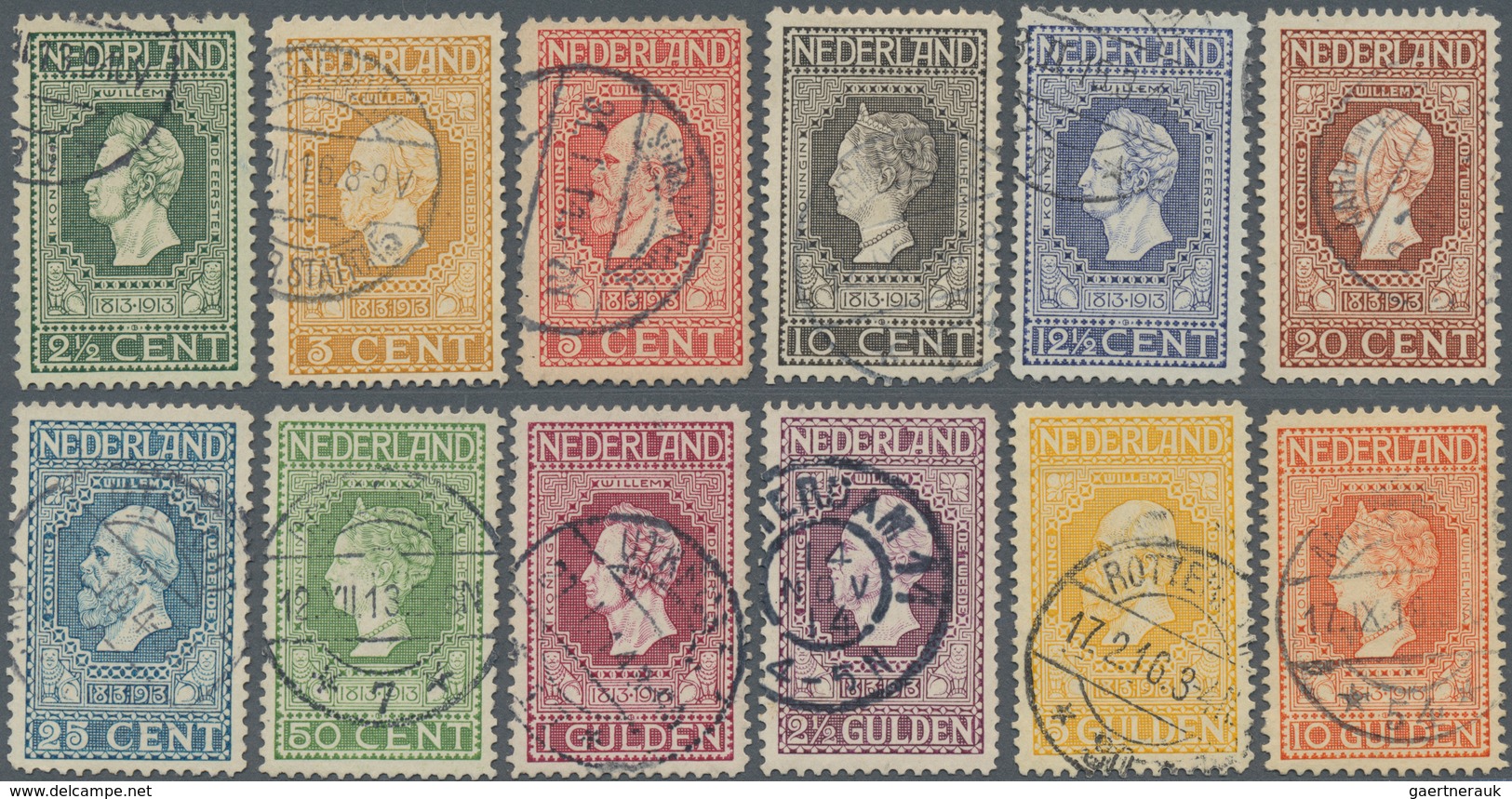 Niederlande: 1913, 100th Anniversary, 2½c.-10gld., Complete Set Of Twelve Values, Fresh Colours And - Brieven En Documenten