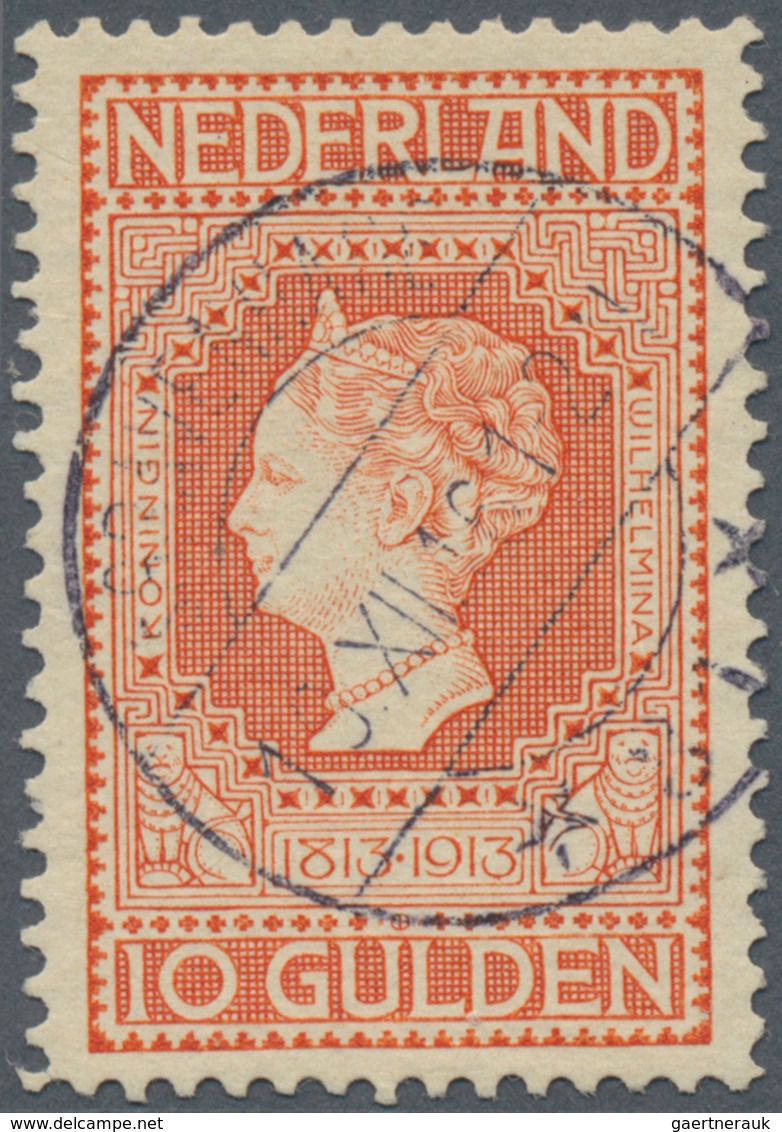 Niederlande: 1913, Independence Queen Wilhelmina 10 Gld. Orange, Crystal Clear In The Middle Stamped - Briefe U. Dokumente