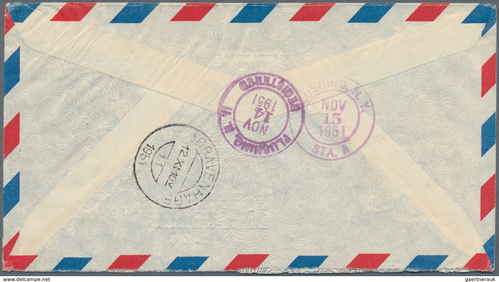 Niederlande: 1951, Airmail Stamps 15 Gld. And 25 Gld. 'Silver Gull' On Very Rare Airmail-r-letter To - Brieven En Documenten