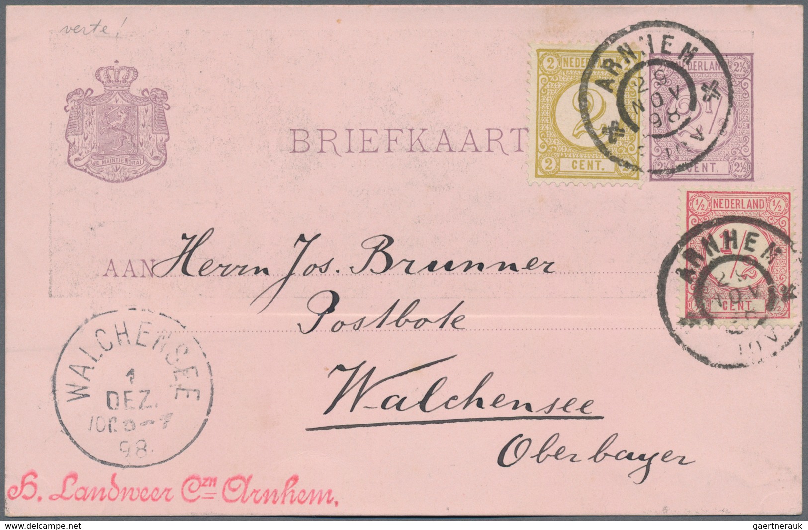 Niederlande - Ganzsachen: 1898, Coronation Card "2 1/2 Ct." Showing Picture Of The Royal Family On R - Postal Stationery