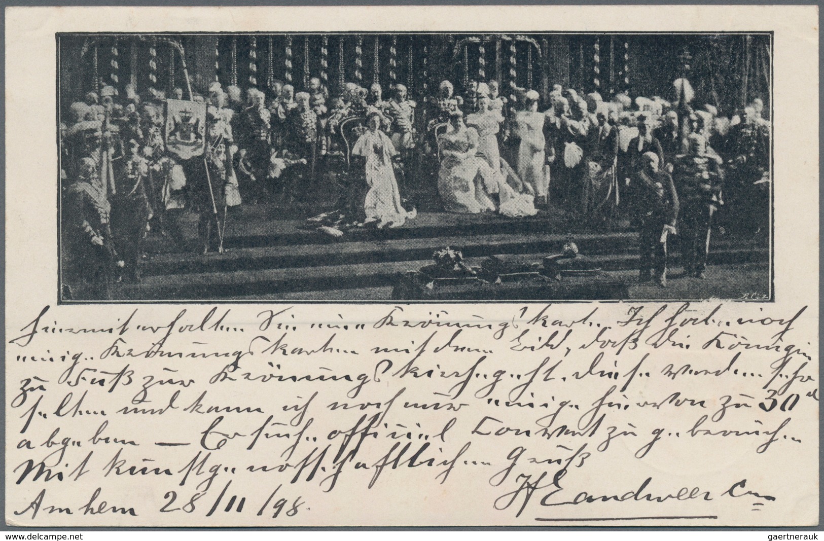 Niederlande - Ganzsachen: 1898, Coronation Card "2 1/2 Ct." Showing Picture Of The Royal Family On R - Postal Stationery