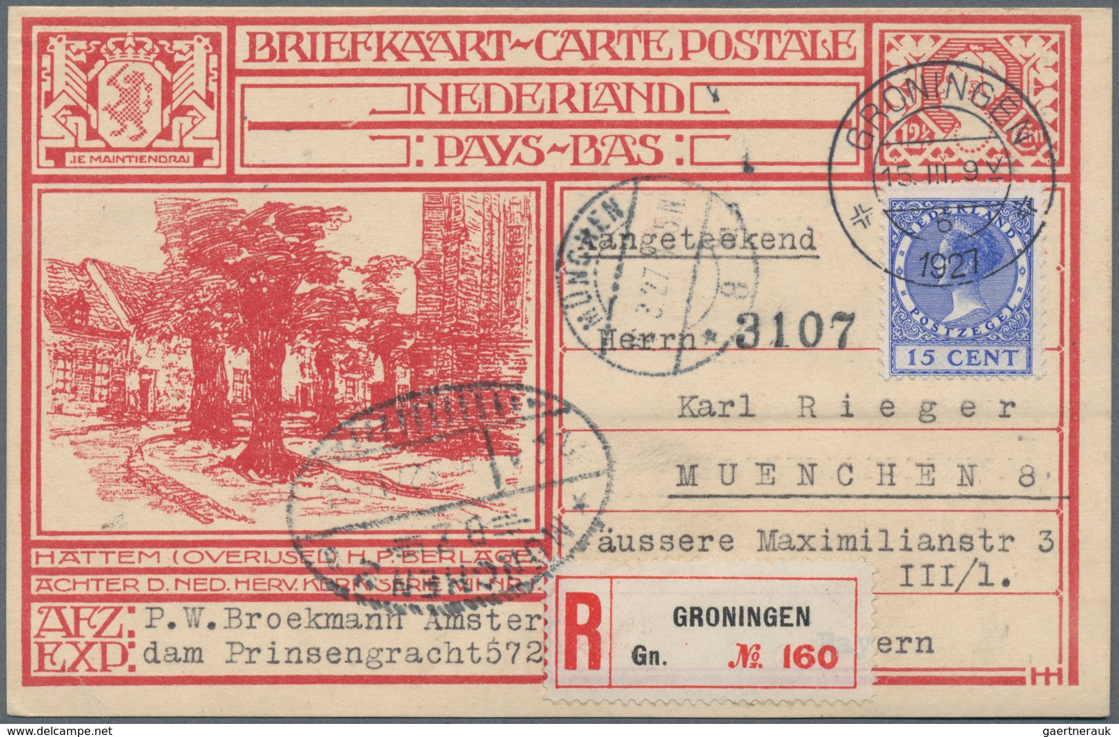 Niederlande - Ganzsachen: 1924, Two Postal Stationery Postcards 12 1/2 C Red With Different City Vie - Postal Stationery