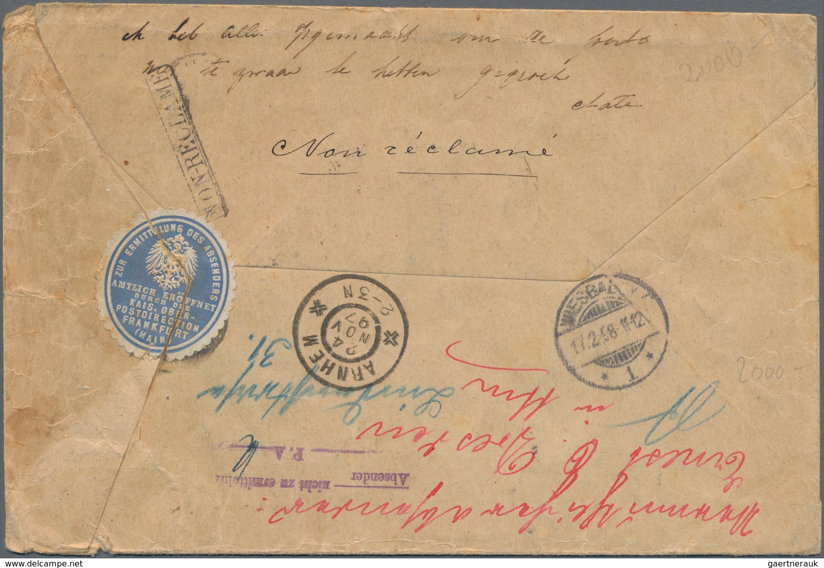 Niederlande - Stempel: 1897, "SPW POSTKANTOOR No. 4", Single Line Handstamp On Cover From Germany, F - Postal History