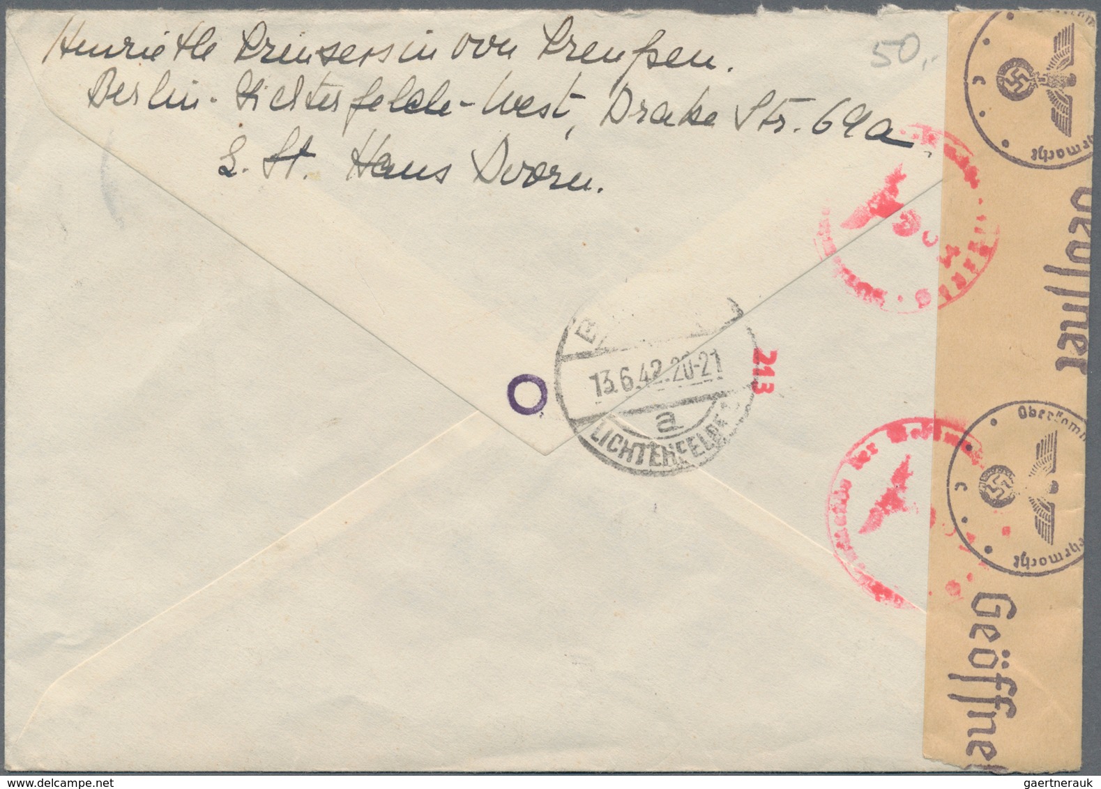 Niederlande - Besonderheiten: 1942, Registered Cover With Manuscript Sender "Prinzessin Henriette Vo - Sonstige & Ohne Zuordnung