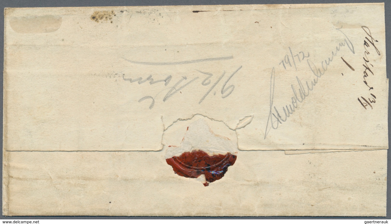 Norwegen: 1855 4s. Blue Used On Folded Cover From NORDLAND To Trondhjem, Cancelled By Circle Of Bars - Sonstige & Ohne Zuordnung