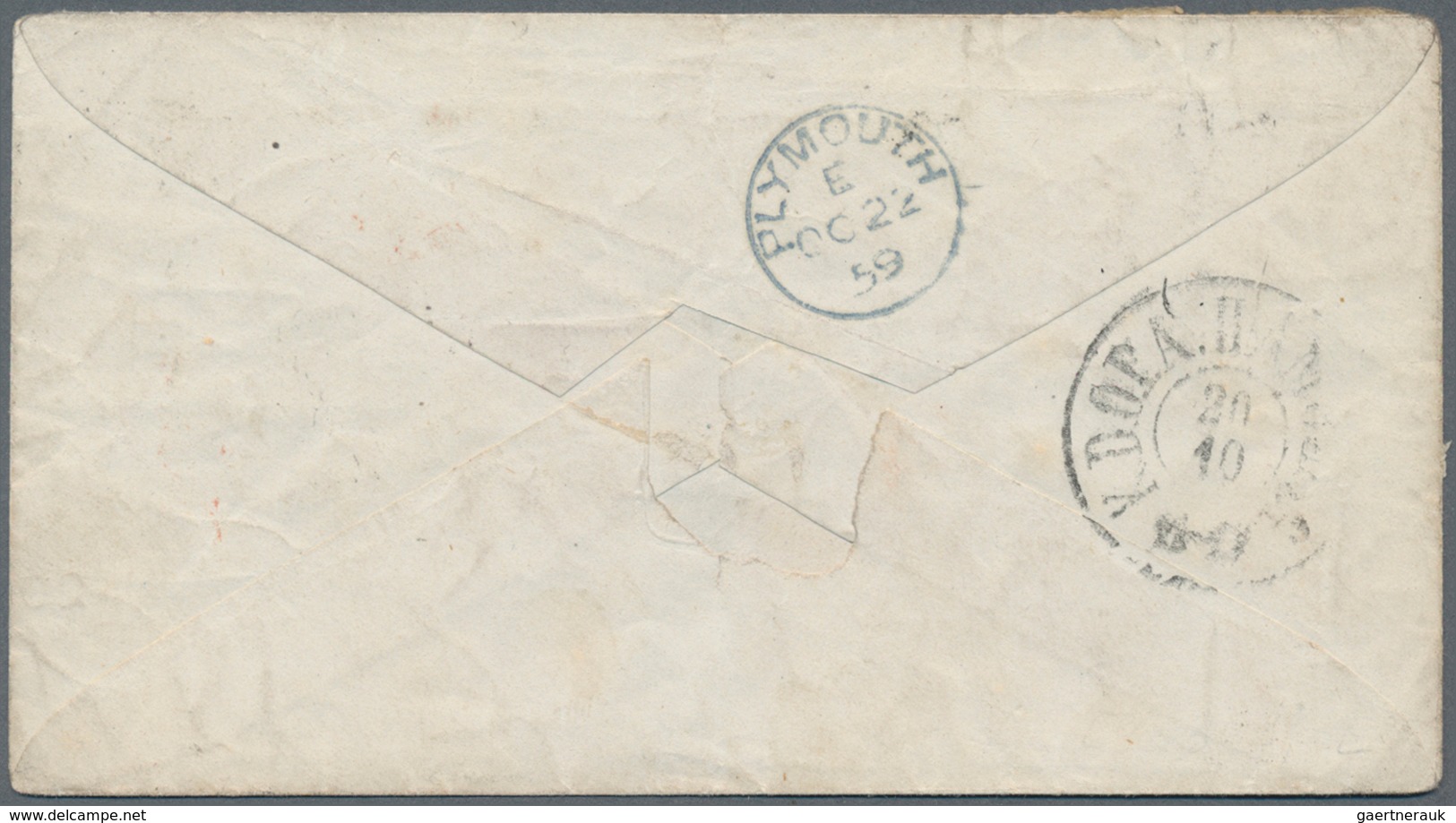 Norwegen: 1859 Cover From Throndhjem To Bovisand Near Plymouth, England Via Hamburg And London, Fran - Sonstige & Ohne Zuordnung