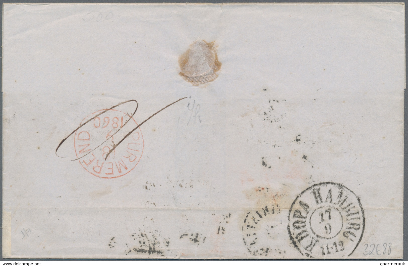 Norwegen: 1860 Cover From Christiania To Purmerend, HOLLAND Via Hamburg, Franked By King Oscar I. 3s - Andere & Zonder Classificatie