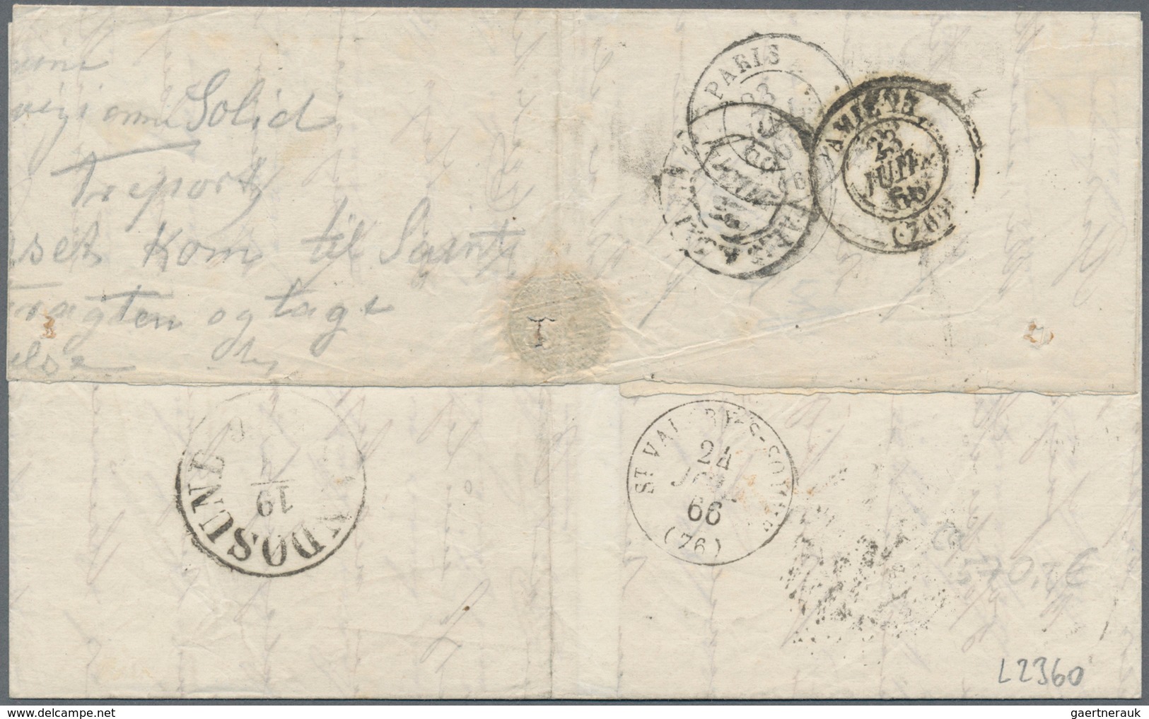 Norwegen: 1863-65 2s. Yellow And 24s. Brown, Both Type 4, Used On Entire Letter From Kragerø To Amie - Sonstige & Ohne Zuordnung