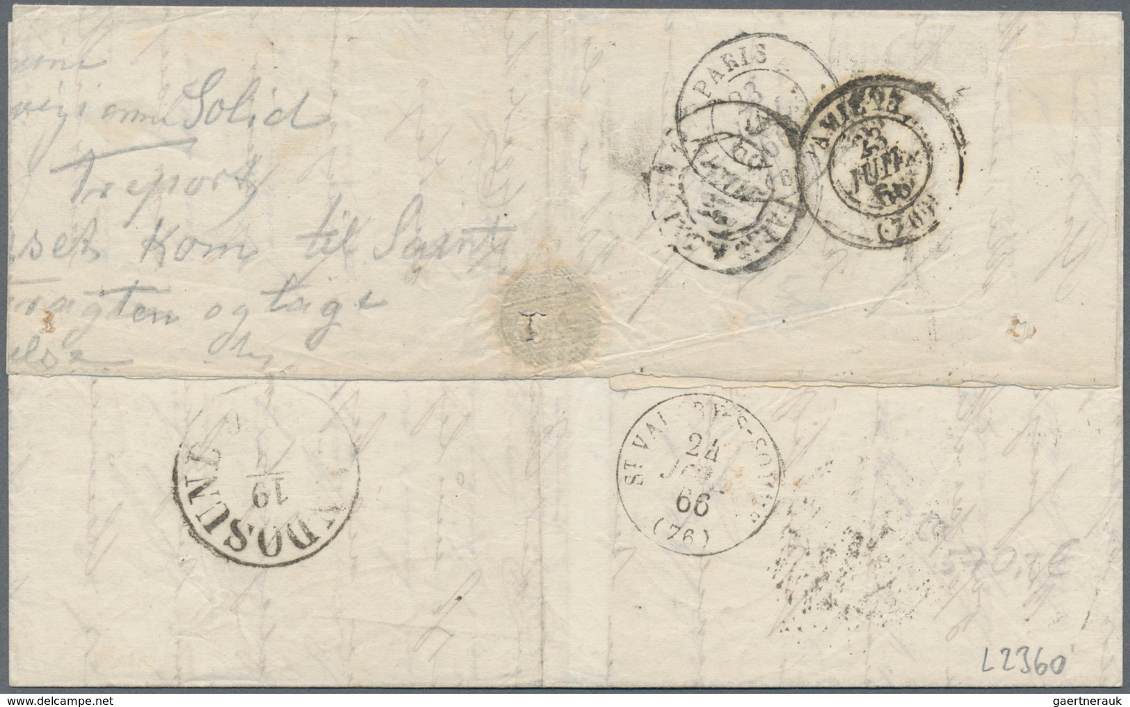 Norwegen: 1863-65 2s. Yellow And 24s. Brown, Both Type 4, Used On Entire Letter From Kragerø To Amie - Other & Unclassified