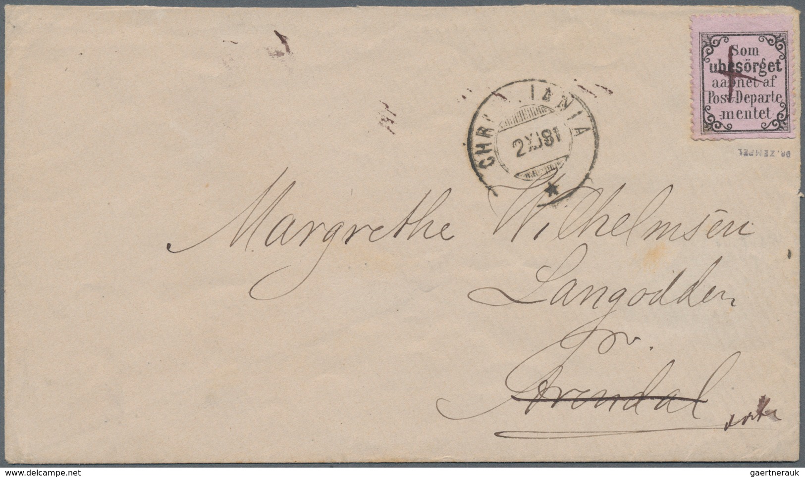 Norwegen - Retourmarken: 1872 'Som Ubesörget' Black On Pale Rose-lilac, Used On Returned Cover From - Other & Unclassified