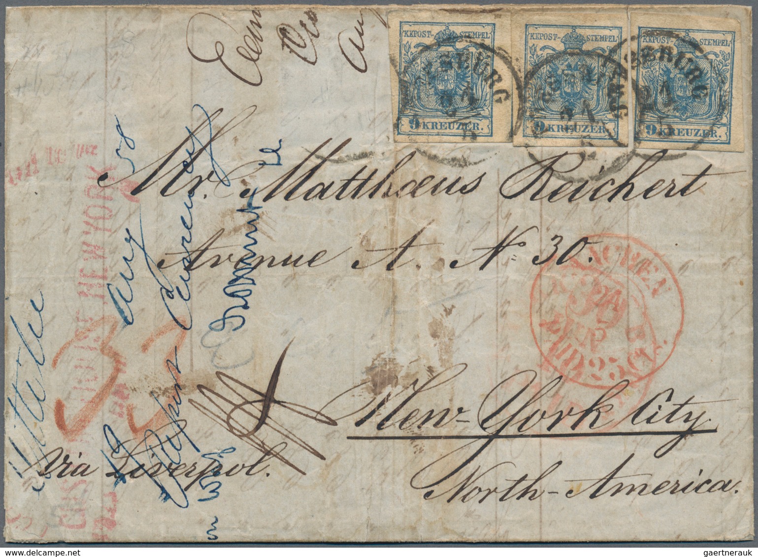 Österreich: 1854, 2 Kr Schwarz U. 6 Kr Braun Maschinenpapier, Je Rückseitig, Zusammen Mit 3 X 9 Kr B - Used Stamps