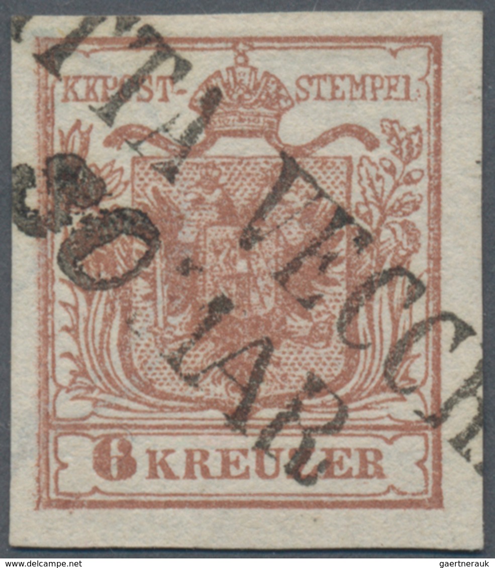 Österreich: 1850, 6 Kreuzer Handpapier, Type I, Rotbraun Mit Plattenfehler "Ohne Punkt Nach Kreuzer" - Used Stamps