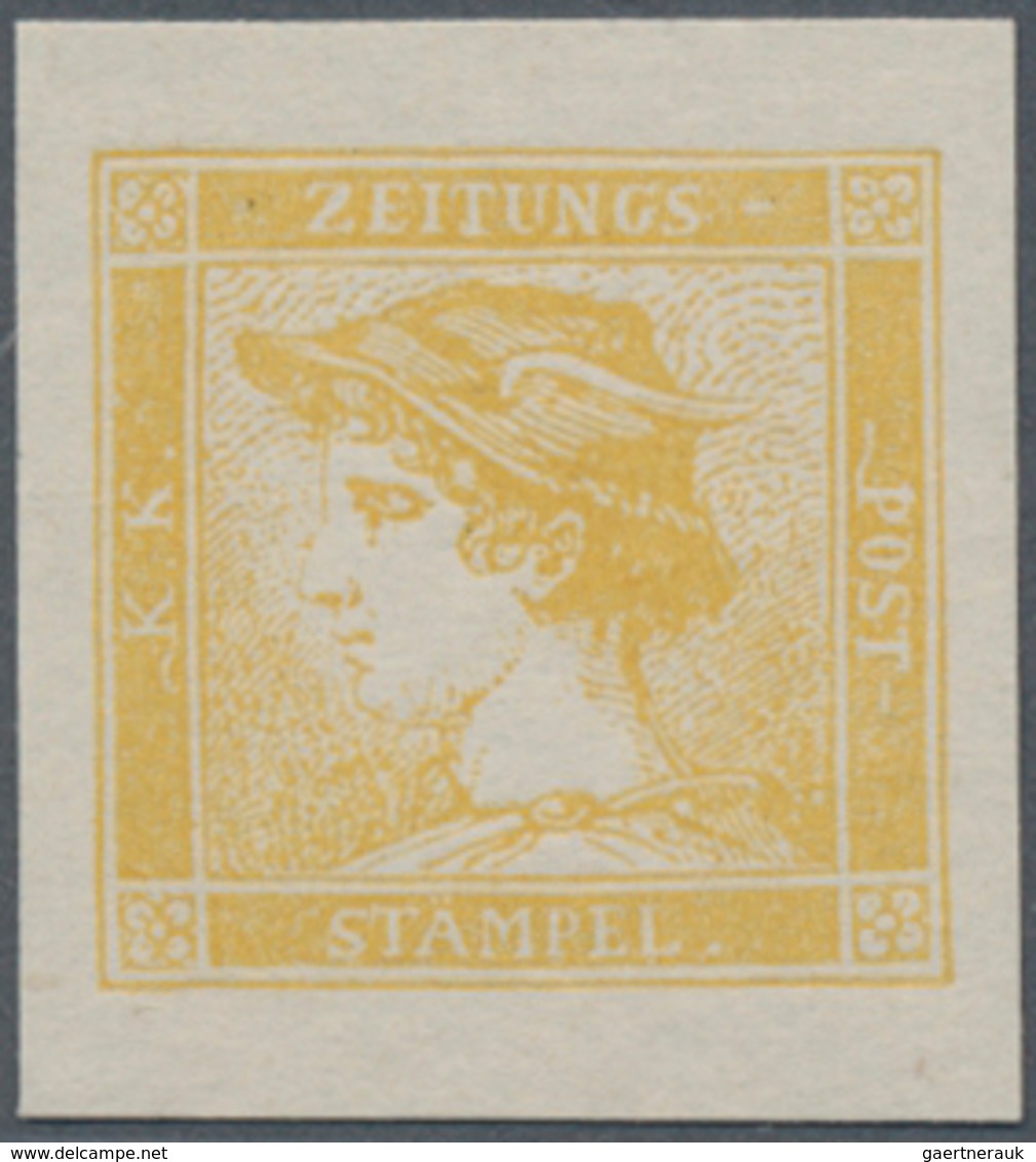 Österreich: 1851, 6 Kr./30 C. Gelber Merkur, Bogenprobe Des Neudrucks Von 1884 Auf Dünnem Ungummiert - Gebruikt