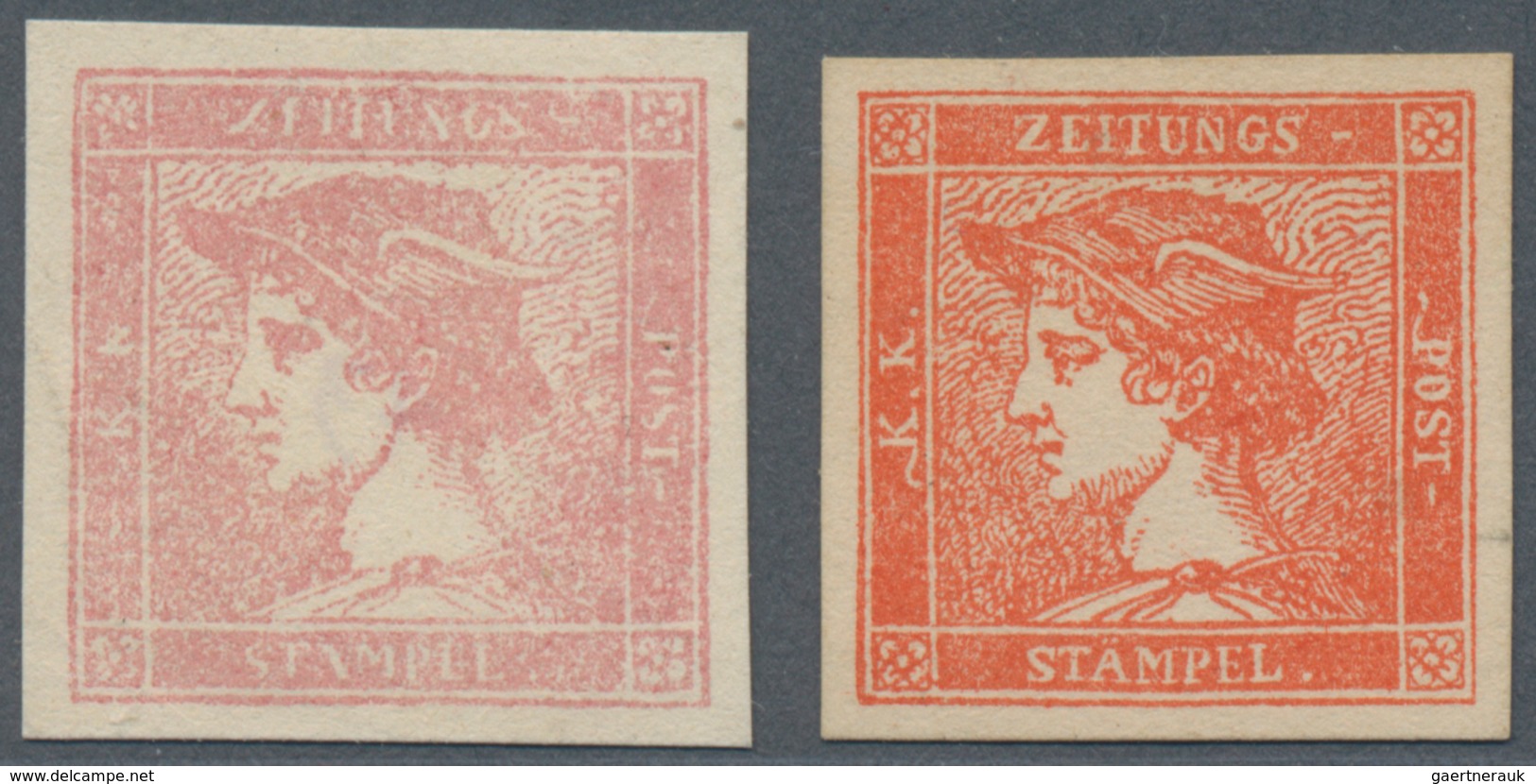 Österreich: 1851, Zwei Zeitungsstempemarken Als SPERATI-Fälschungen, Ohne Gummi, Signiert - Used Stamps