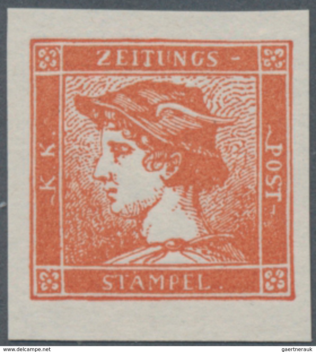 Österreich: 1856, 6 Kr./30 C. Zinnober Merkur, Bogenprobe Des Neudrucks Von 1884 Auf Dünnem Ungummie - Used Stamps