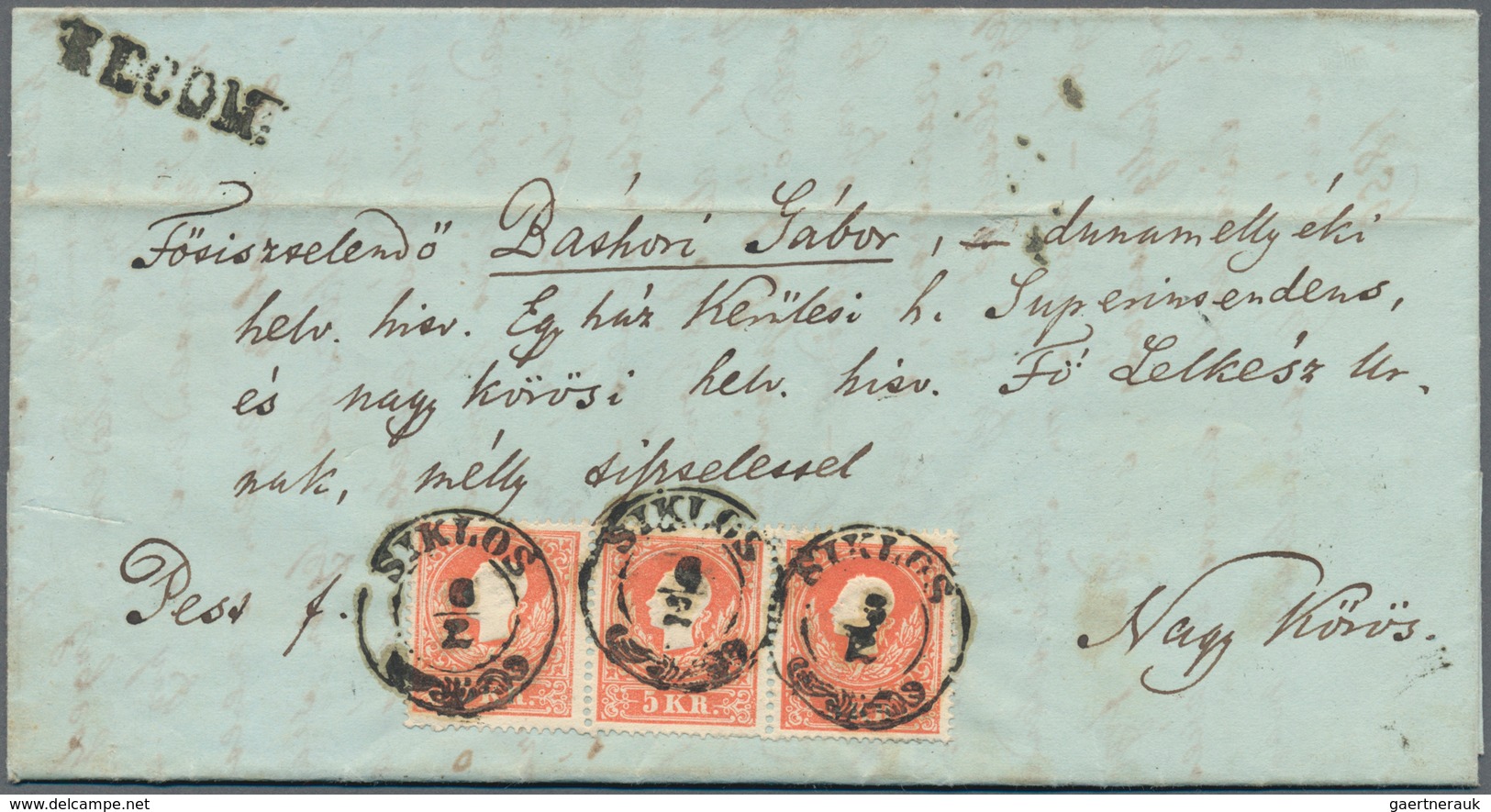 Österreich: 1859, Recommandierter Brief Von SIKLOS (Stempel Mit Zierstücken) Adressiert Nach Nagy Kö - Oblitérés