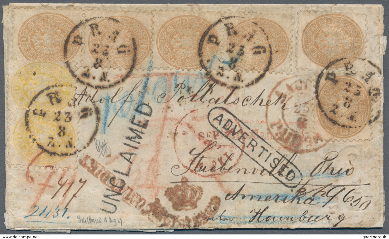 Österreich: 1867 RUSSLAND-ÖSTERREICH-USA: Chargierter Faltbrief Von Tula (RUSSLAND) Nach Steubenvill - Gebruikt