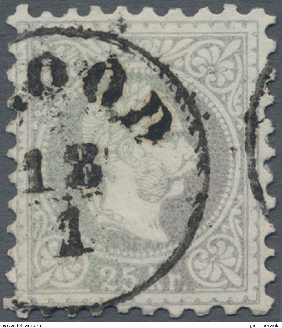 Österreich: 1867, 25 Kr. Grau, Seltene Farbe, Sauber Gestempeltes Exemplar "(BR)OOD 18/1" (Müller 51 - Used Stamps