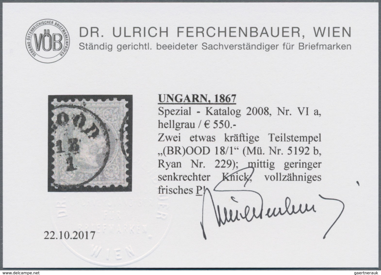 Österreich: 1867, 25 Kr. Grau, Seltene Farbe, Sauber Gestempeltes Exemplar "(BR)OOD 18/1" (Müller 51 - Gebraucht