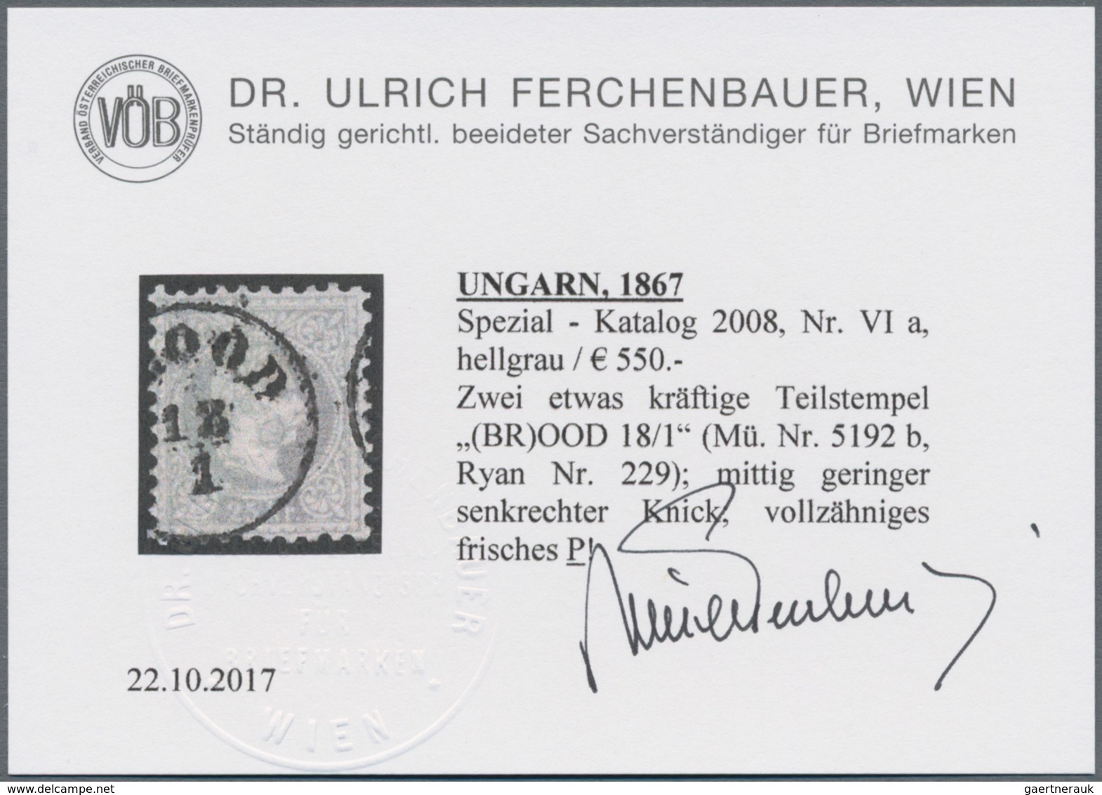Österreich: 1867, 25 Kr. Grau, Seltene Farbe, Sauber Gestempeltes Exemplar "(BR)OOD 18/1" (Müller 51 - Used Stamps