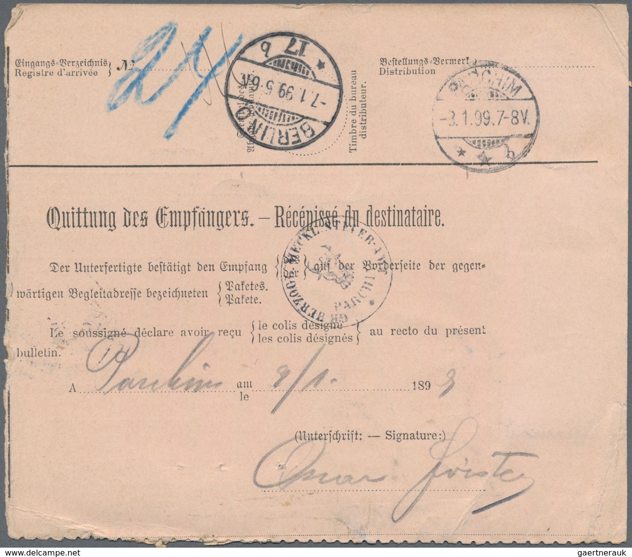 Österreich: 1899, Postbegleitadresse Für Ein Paket Ab WIEN Mit 2,3,5 Und 30 Kreuzer Zusatzfrankatur - Gebruikt