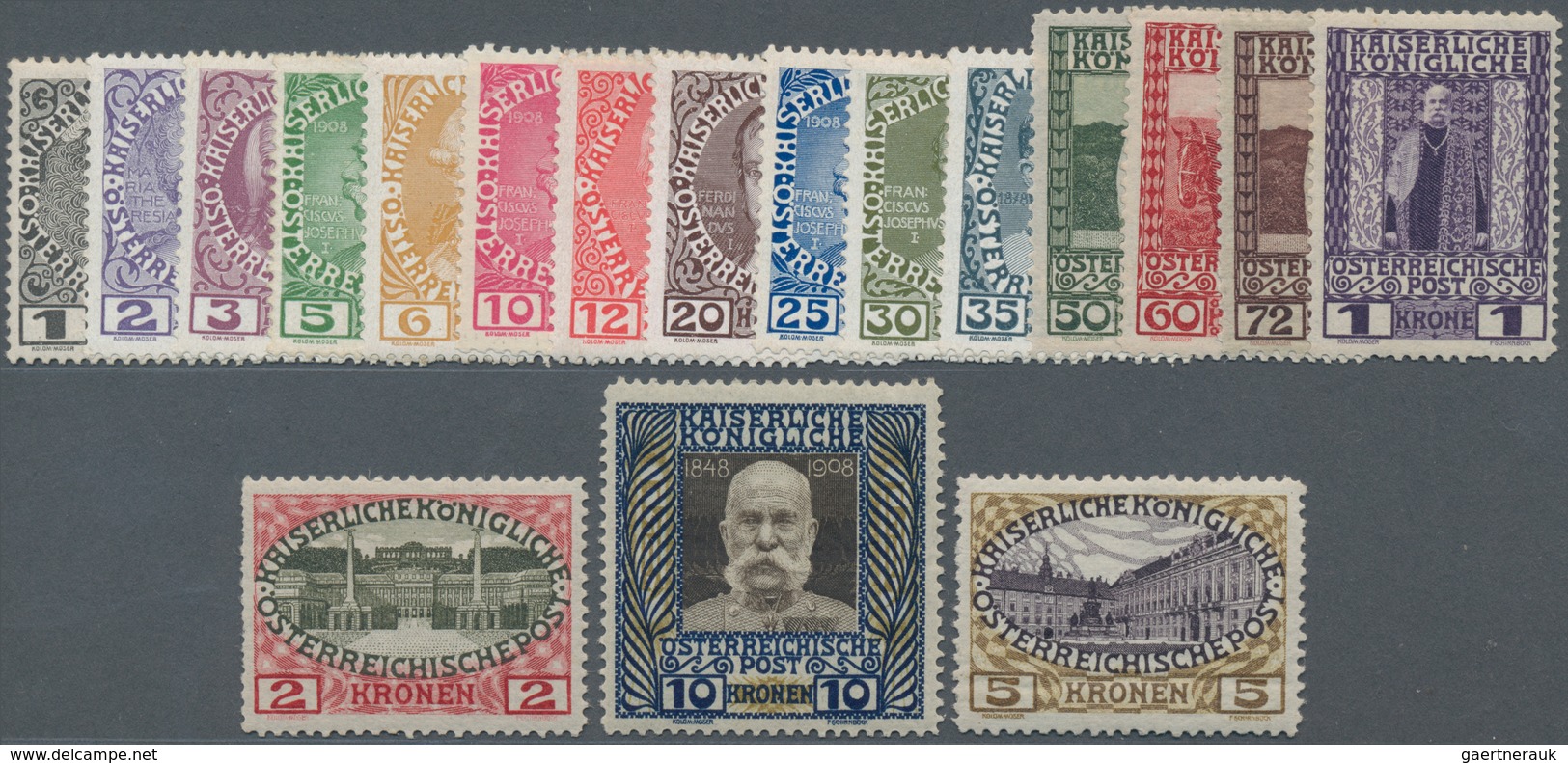 Österreich: 1908, Regierungsjubiläum Kompletter Satz Bis 10 Kr. Postfrisch, Mi. € 1.250,-- (ANK. 139 - Gebruikt
