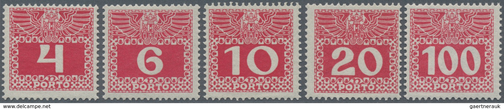 Österreich - Portomarken: 1909, Portomarken Auf Dünnem Papier, 5 Postfrische Werte (A.N.K.€555,-). - Postage Due