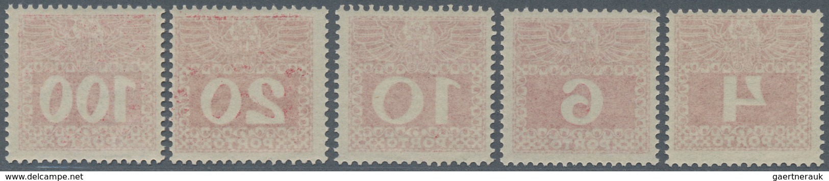 Österreich - Portomarken: 1909, Portomarken Auf Dünnem Papier, 5 Postfrische Werte (A.N.K.€555,-). - Postage Due